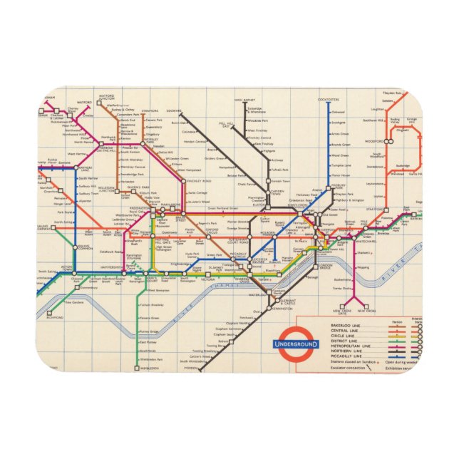Londons Untergrund Map Magnet (Horizontal)
