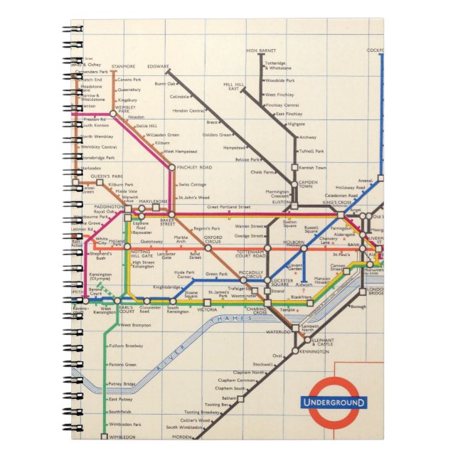 Londons Untergrund Map Notizblock (Vorderseite)