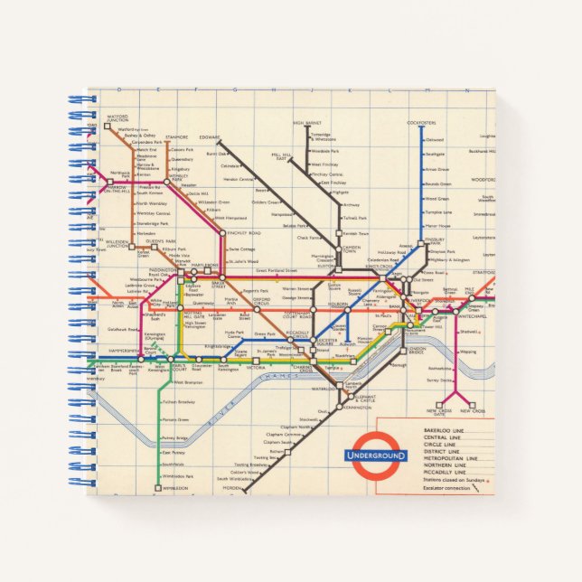 Londons Untergrund Map Notizbuch (Vorderseite)
