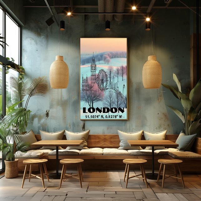 Londres: Skyline Arte de Linea Coordenadas y Foto  Poster (Von Creator hochgeladen)