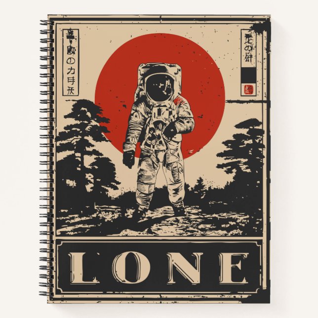 Lone Astronaut Space Explorer Solides Design Notizbuch (Vorderseite)