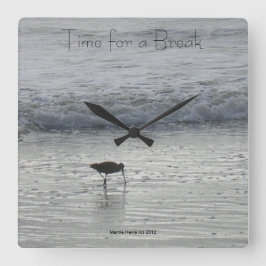 Lone Beach Sandpiper Clock Quadratische Wanduhr
