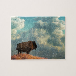 Lone Bison und Sturm nähern Puzzle