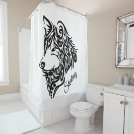 Lone Black Tribal Wolf Personal Duschvorhang