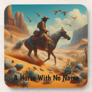 Lone Cowboy in Wüstenschlucht - Surrealer Western Getränkeuntersetzer