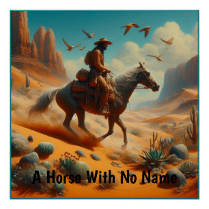 Lone Cowboy in Wüstenschlucht - Surrealer Western Poster