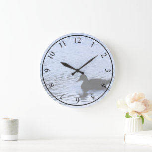 Lone Duck Wildlife Lake Water Ripples Photography Große Wanduhr