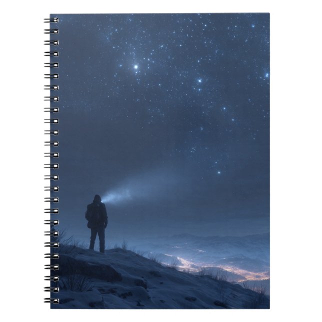 Lone Explorer Starry Night Notebook Notizblock (Vorderseite)