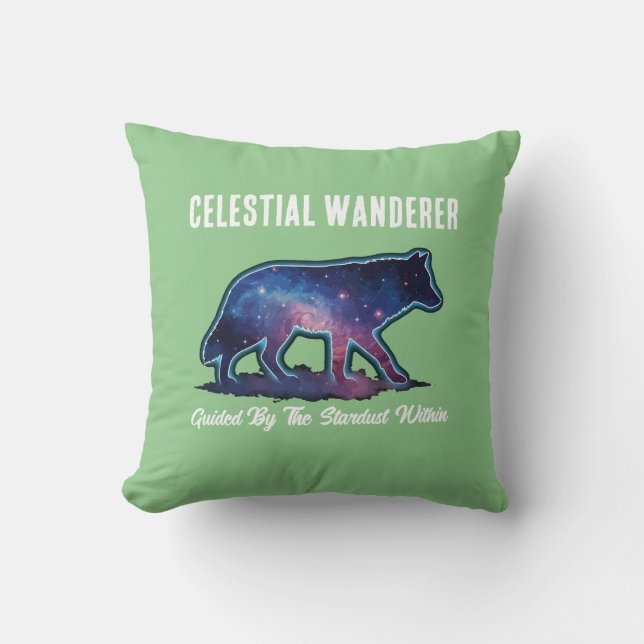 Lone Galaxy Wolf Silhouette Kissen (Vorderseite)
