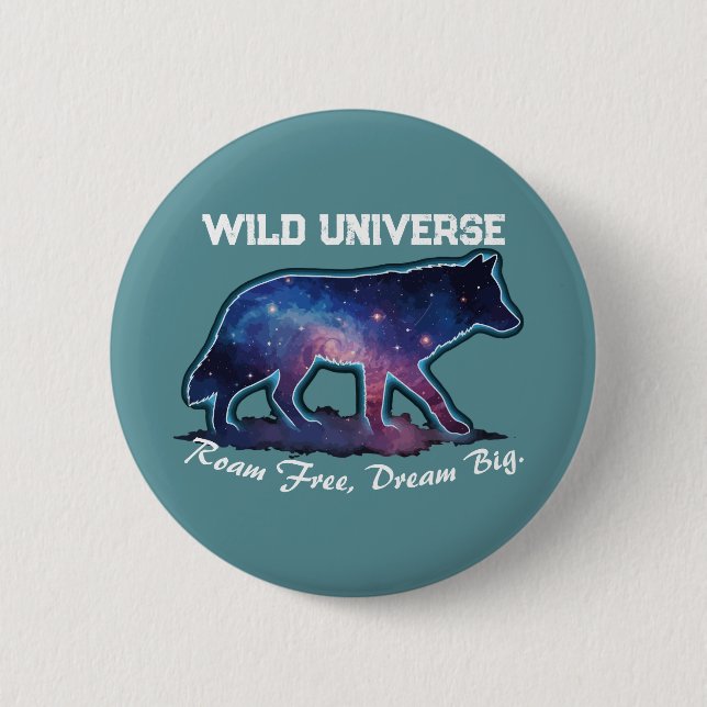 Lone Galaxy Wolf Silhouette (wild universe) Button (Vorderseite)