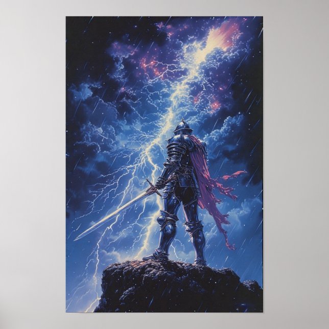 Lone Knight in Storm Poster (Vorne)