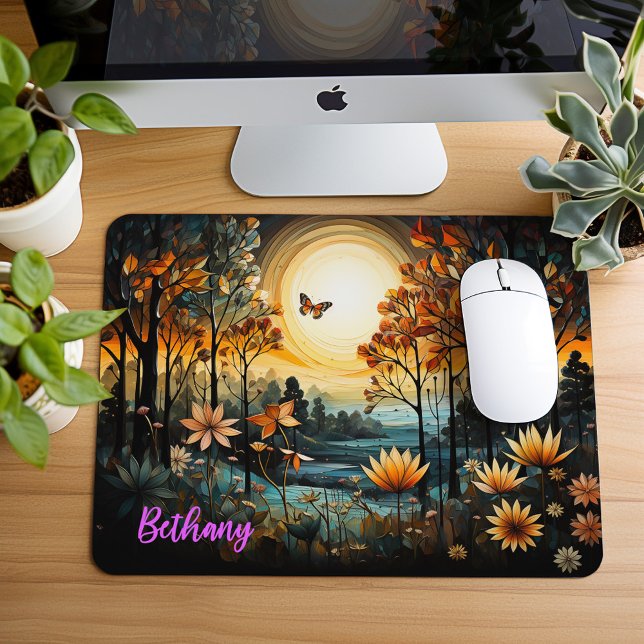 Lone Monarch Butterfly Illustration Personalisiert Mousepad (Von Creator hochgeladen)