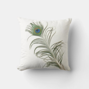 Lone Peacock Feather wünscht Throw Kissen