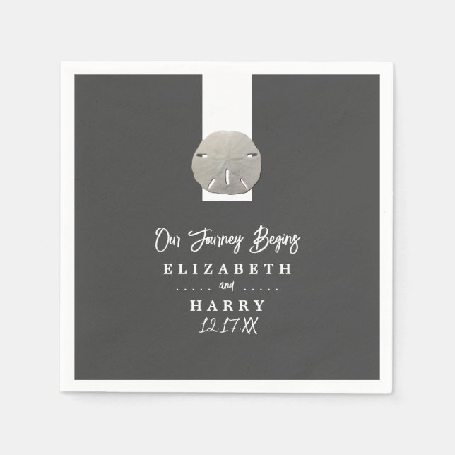 Lone Sand Dollar - Charcoal Gray - Beach Wedding Serviette (Vorderseite)