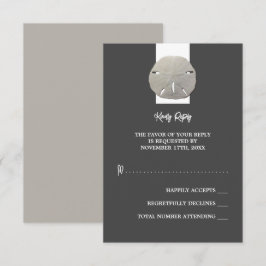 Lone Sand Dollar - Holzkohle Grau - Hochzeit RSVP Karte
