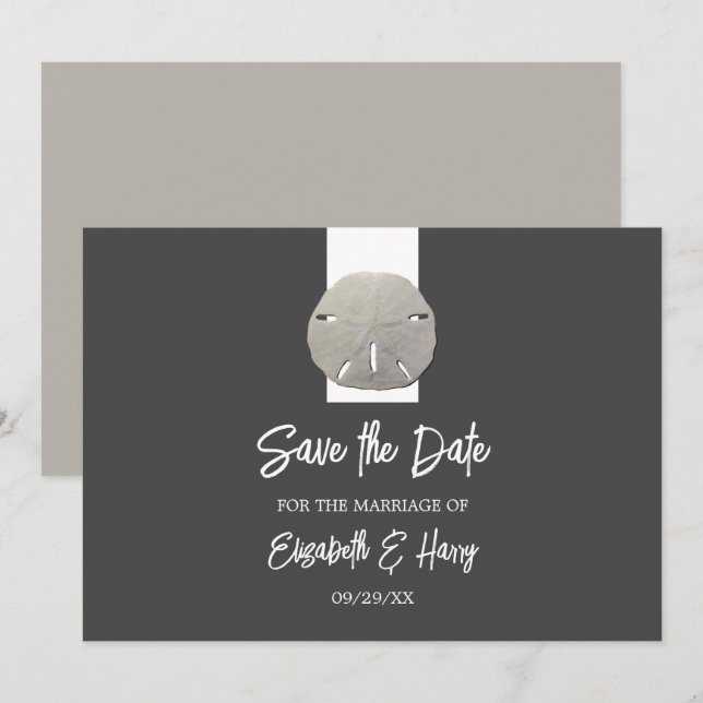 Lone Sand Dollar - Holzkohle Grau - Save the Date (Vorne/Hinten)