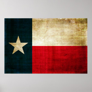 Lone Star Flag Texas Grunge Rustic Patriotic Poster