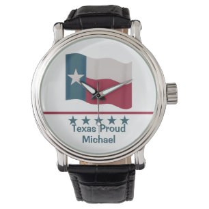 Lone Star Flag Texas Proud Words Name Personalisie Armbanduhr