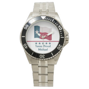 Lone Star Flag Texas Proud Words Name Personalisie Armbanduhr
