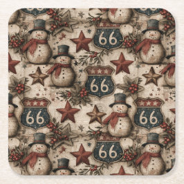 Lone Star Schneemann Weihnachts Happy Hour Rechteckiger Pappuntersetzer