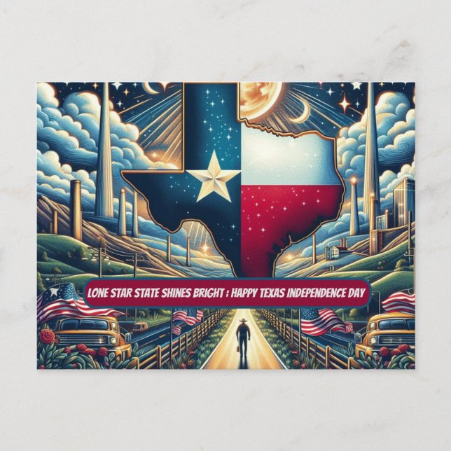 Lone Star Staat Shines Bright happy Texas day Postkarte (Vorderseite)