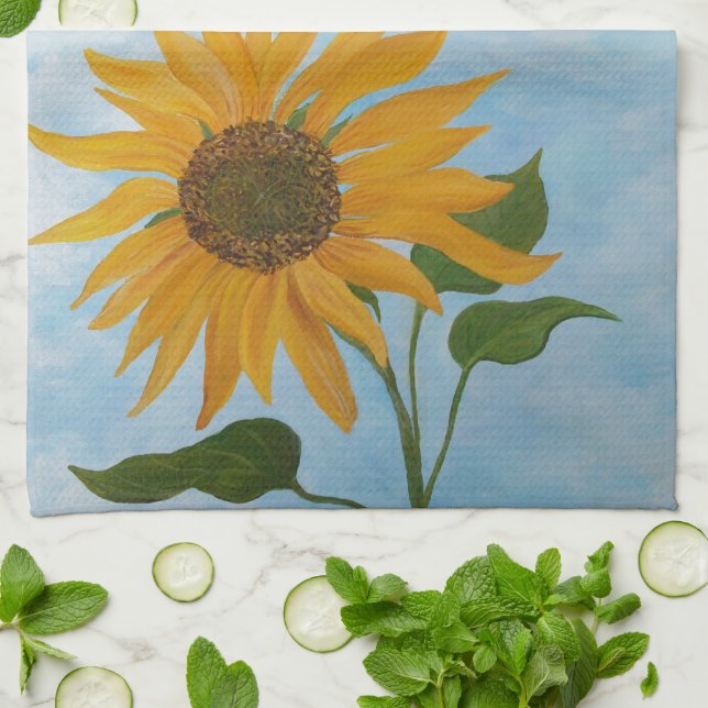 Lone Sunflower - Ein Küchentuch (Gefaltet)