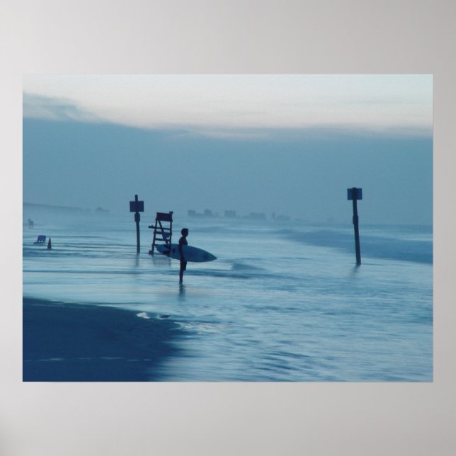 Lone Surfer Dusk Ponce Inlet FL Beach Tide Poster (Vorne)
