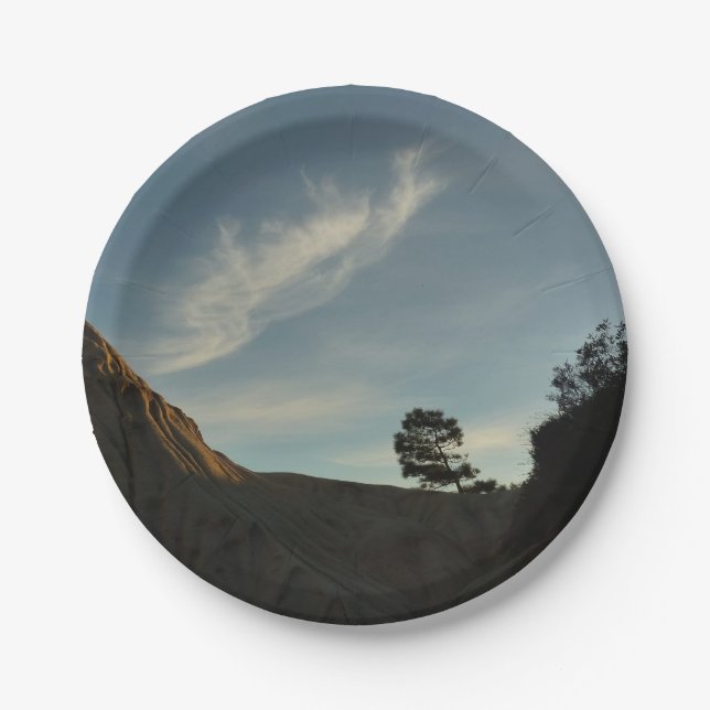 Lone Torrey Pine California Sunset Landschaft Pappteller (Vorderseite)