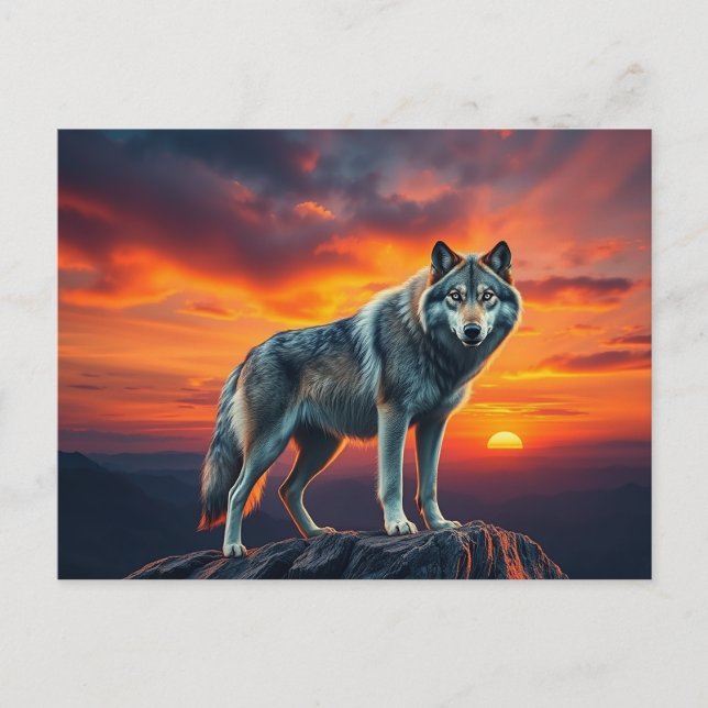 Lone Wolf at Sunset Postkarte (Vorderseite)