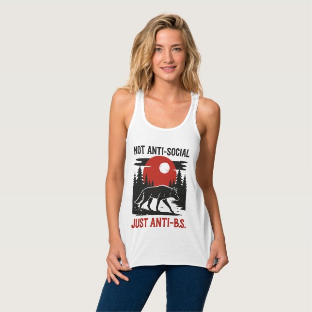 Lone Wolf Code – Nicht asozial, nur gegen Schwachs Tank Top (Vorderseite Vollansicht)