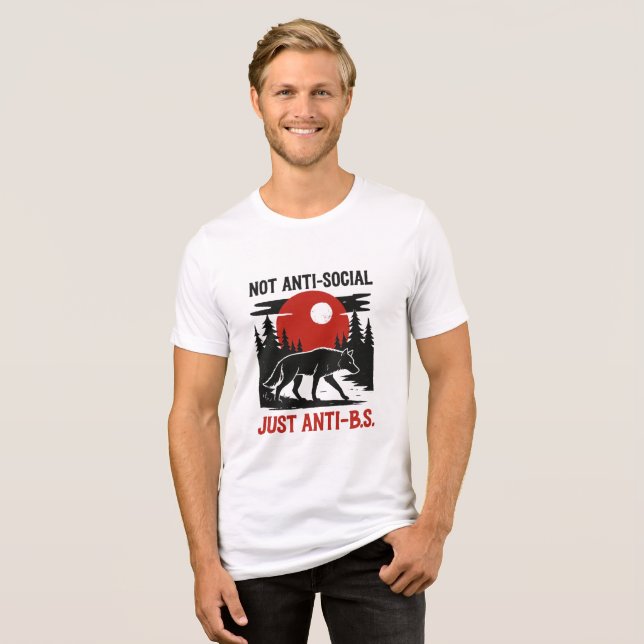 Lone Wolf Code – Nicht asozial, nur gegen Schwachs Tri-Blend Shirt (Vorderseite voll)