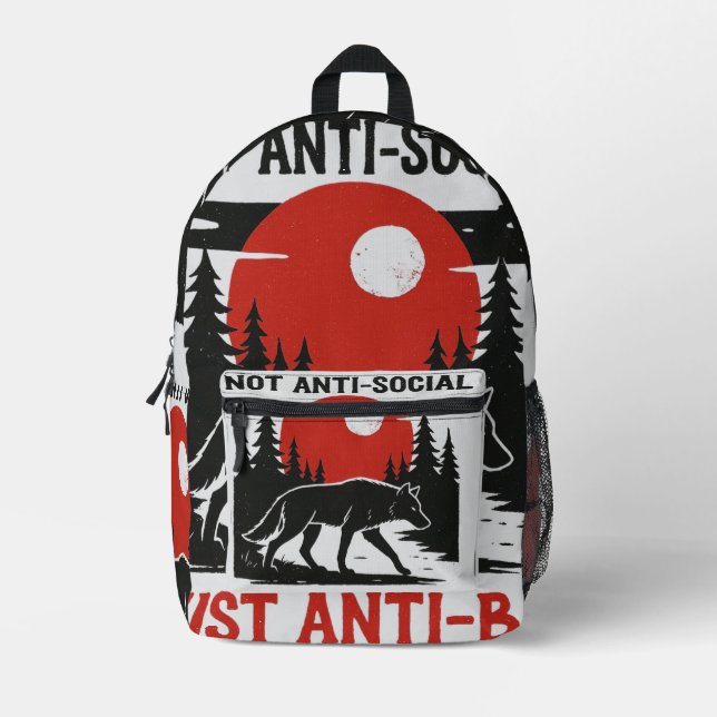 Lone Wolf Code – Nicht asozial, sondern gegen Schw Bedruckter Rucksack (Vorderseite)