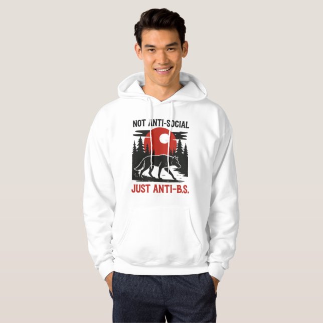 Lone Wolf Code – Not Anti-Social, Just Anti-B.S. Hoodie (Vorne ganz)