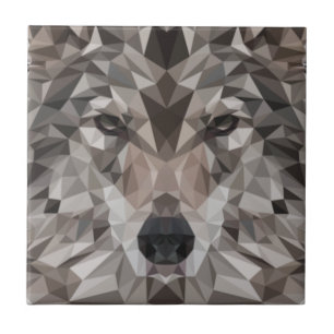 Lone Wolf Geometric Portrait Fliese