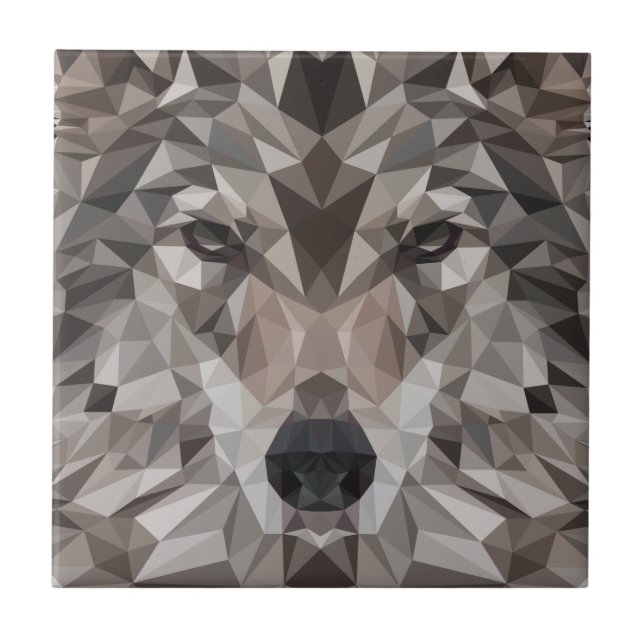 Lone Wolf Geometric Portrait Fliese (Vorderseite)