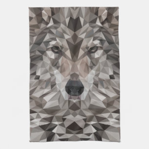 Lone Wolf Geometric Portrait Geschirrtuch