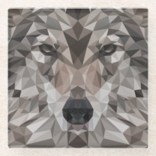 Lone Wolf Geometric Portrait Glasuntersetzer