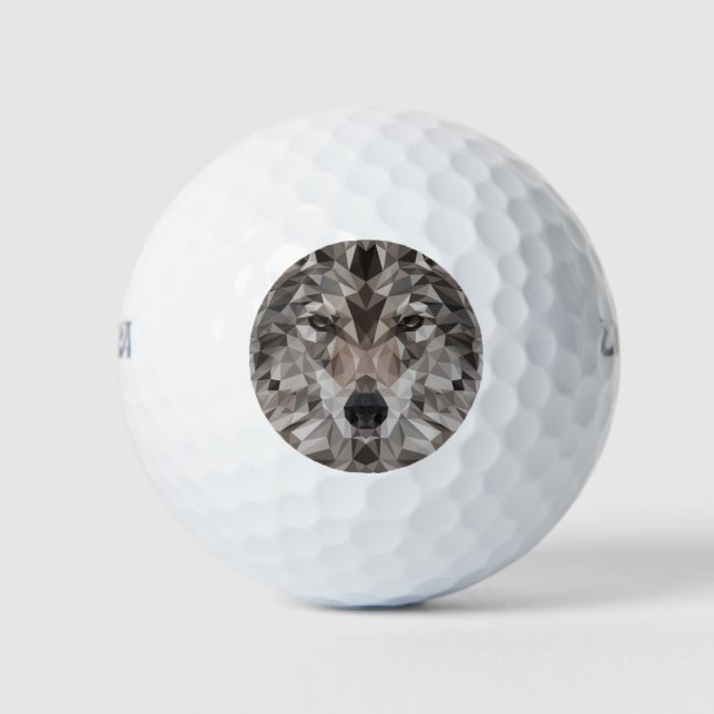 Lone Wolf Geometric Portrait Golfball (Vorderseite)