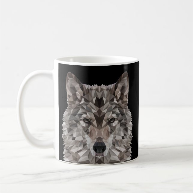 Lone Wolf Geometric Portrait Kaffeetasse (Links)