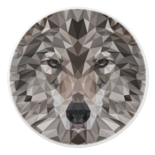 Lone Wolf Geometric Portrait Keramikknauf