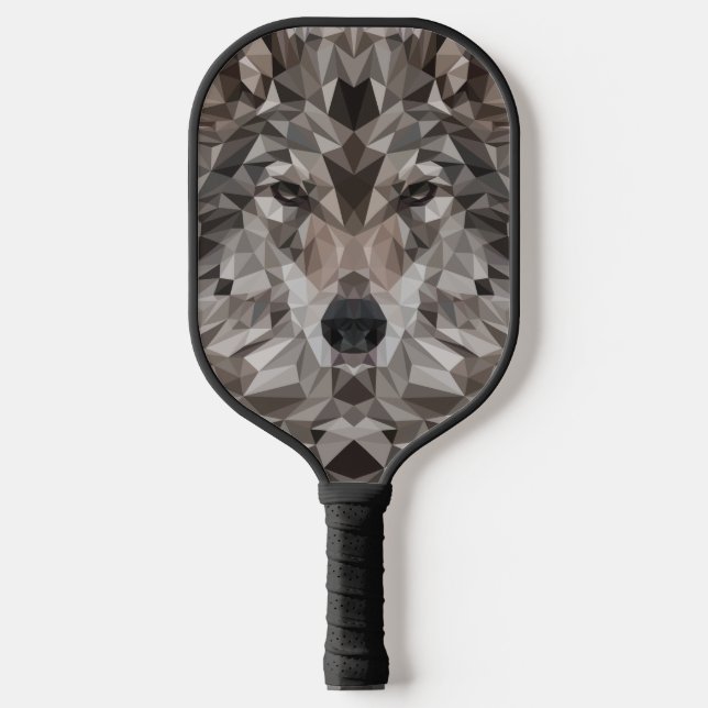 Lone Wolf Geometric Portrait Pickleball Schläger (Vorderseite)