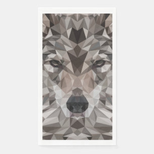 Lone Wolf Geometric Portrait Serviette