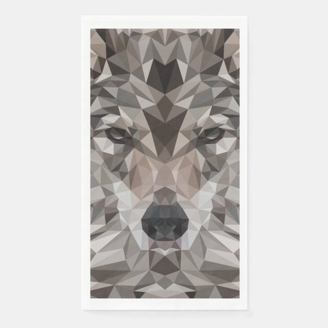 Lone Wolf Geometric Portrait Serviette (Vorderseite)
