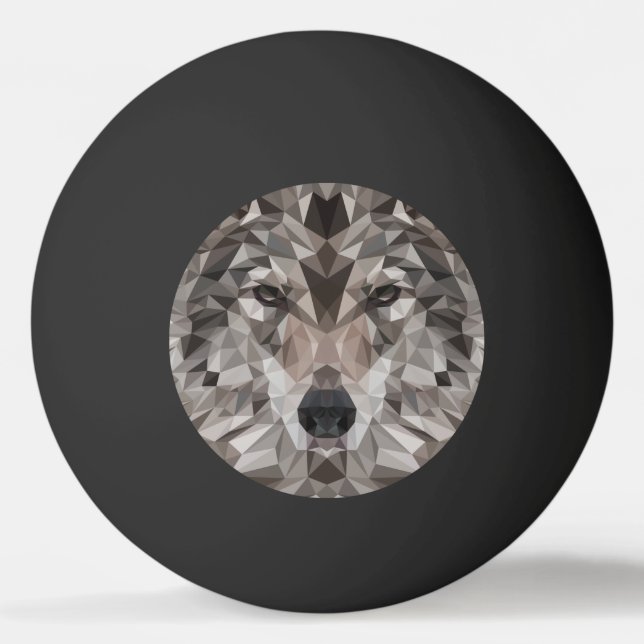 Lone Wolf Geometric Portrait Tischtennisball (Vorderseite)