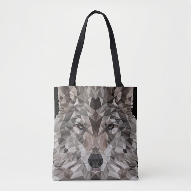 Lone Wolf Geometric Portrait Tote Bag (Vorderseite)
