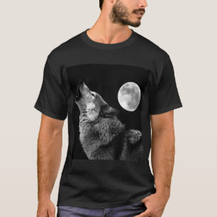 Lone Wolf Howling auf dem Mond T-Shirt