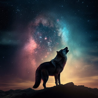 Lone Wolf Howling im farbenfrohen Nebula Jigsaw Pu Puzzle