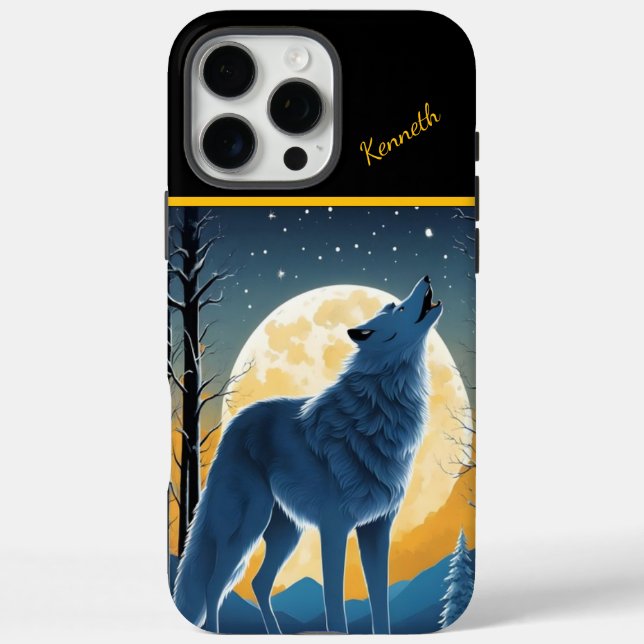 Lone Wolf Howls auf dem Mond Case-Mate iPhone Hülle (Rückseite)