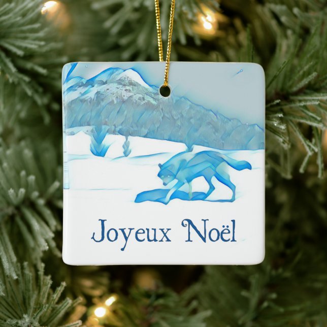 Lone Wolf in WInter - Joyeux Noël Keramikornament (Baum)