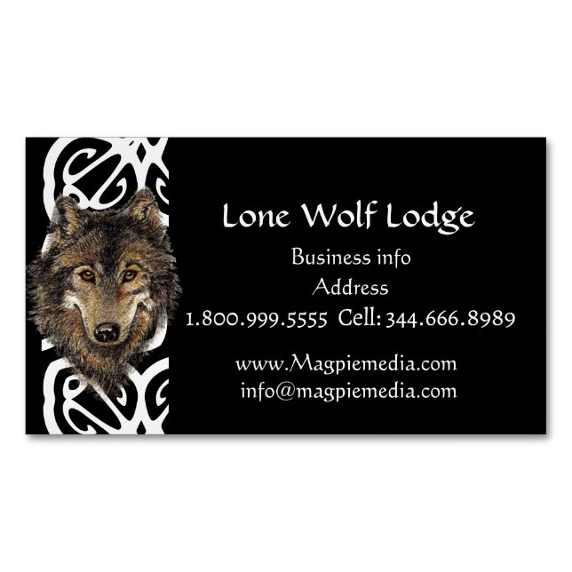 Lone Wolf Lodge Custom Business Card Magnetische Visitenkarte (Vorderseite)